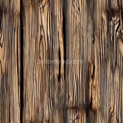 Seamless 3D PBR Charred Wood Planks Texture with Deep Grain and Knots