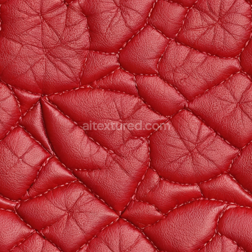 Seamless 3D Quilted Red Leather PBR Texture with Puffy Stitching & Fine Grain