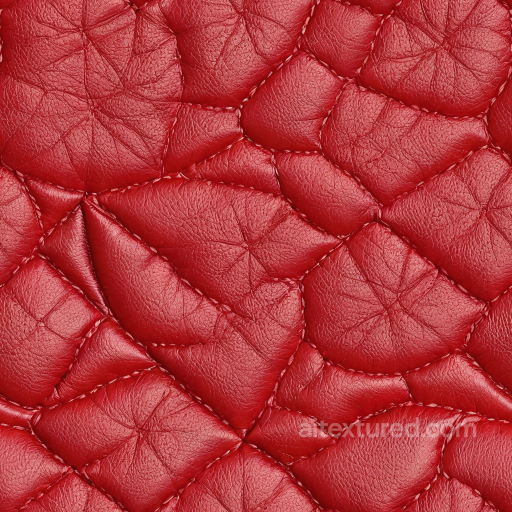 Quilted Red Leather PBR Texture with Puffy Stitching & Fine Grain seamless Leather PBR texture