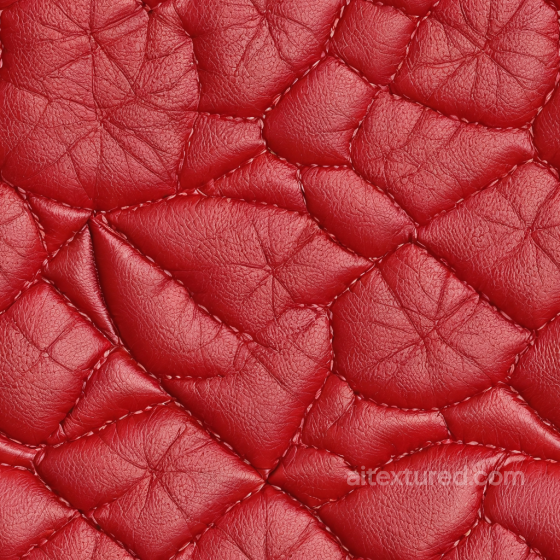 Quilted Red Leather PBR Texture with Puffy Stitching & Fine Grain Leather texture preview