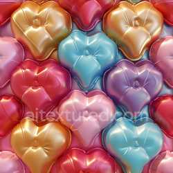 seamless Seamless 3D Inflated Heart-Shaped Vinyl PBR Texture in Vibrant Metallic Colors texture 8k free download PBR