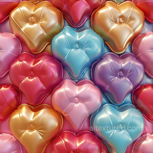Inflated Heart-Shaped Vinyl Panels PBR Texture in Multicolor seamless Inflated PBR texture