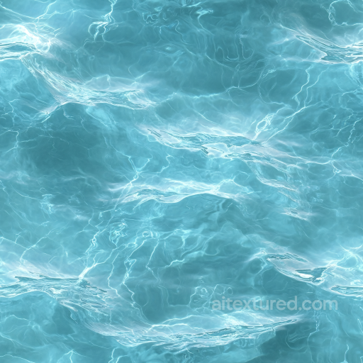 Water PBR Texture Featuring Clear Blue Pool Water with Subtle Rippling Waves seamless Water PBR texture