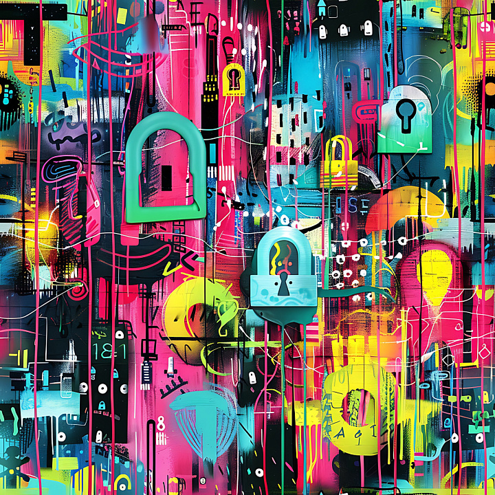 Graffiti Featuring Vibrant Locks and Urban Drip Patterns seamless PBR texture preview