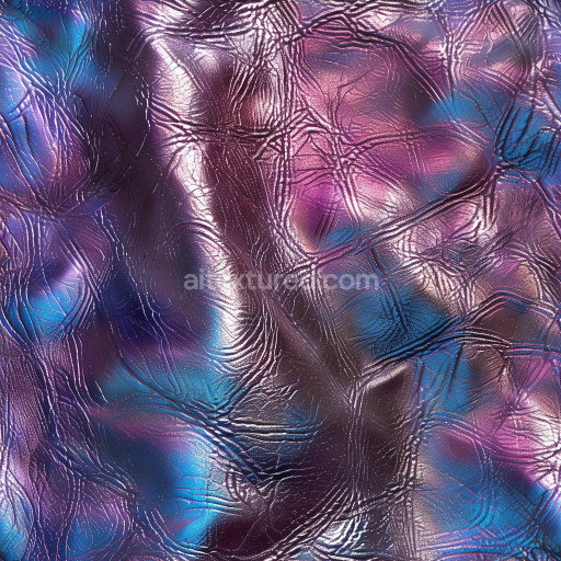 Seamless 3D PBR texture of iridescent cracked leather with fine wrinkles and glossy finish