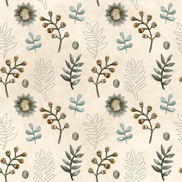 Floral Watercolor Pattern with Botanical Elements seamless PBR texture preview