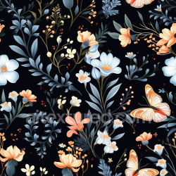 seamless Seamless 3D PBR Watercolor Floral and Butterfly Pattern Fabric Texture texture 8k free download PBR