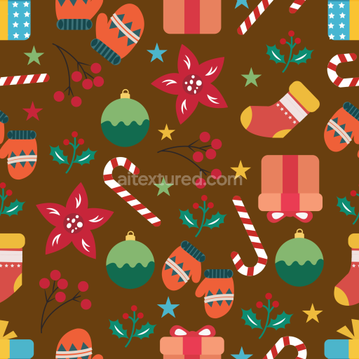 Seamless 3D PBR Texture with Festive Christmas Holiday Motifs