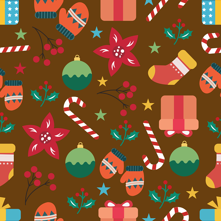 with Festive Christmas Holiday Motifs seamless PBR texture preview
