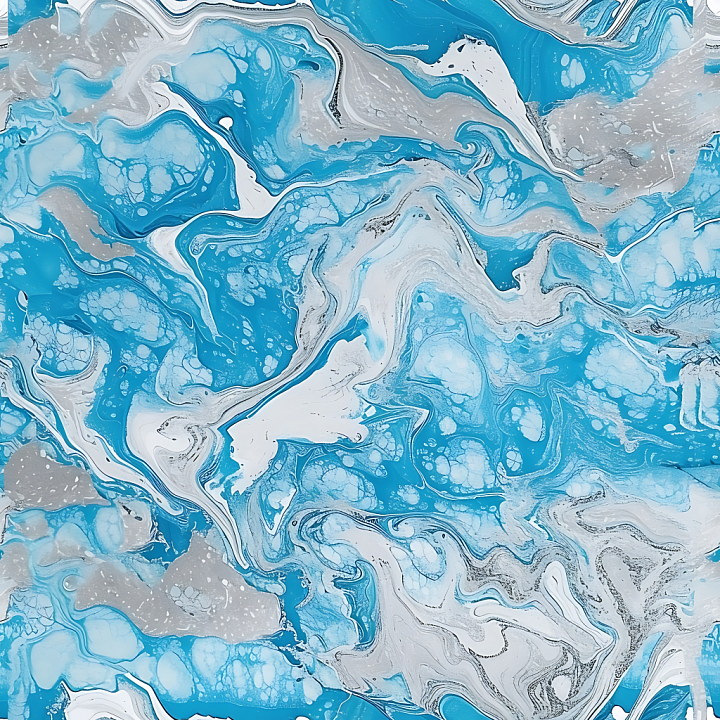 Icy Blue and Silver Marble with Fluid Veining seamless PBR texture preview