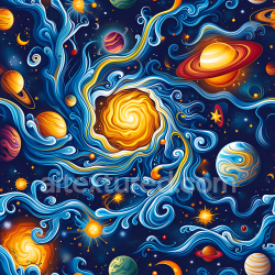 seamless Seamless 3D Space PBR Texture Featuring Vibrant Stylized Nebula and Planetary Swirls texture 8k free download PBR