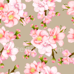 seamless Seamless 3D PBR Watercolor Cherry Blossom Floral Texture with Delicate Pink Flowers texture 8k free download PBR