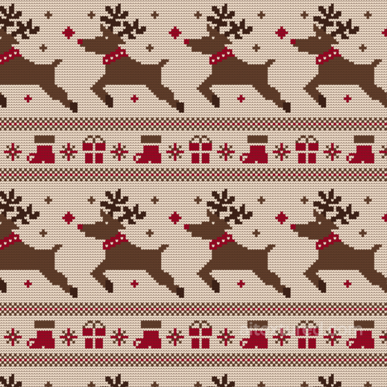 Knitted Fabric Texture with Reindeer and Holiday Motifs All Christmas Digital paper texture preview