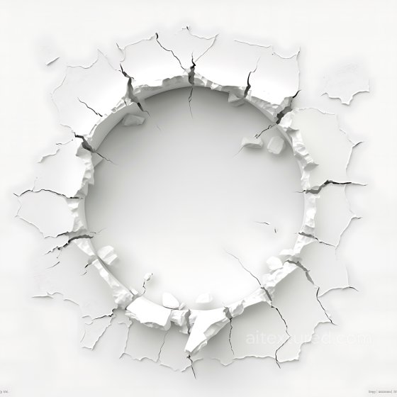Cracked Plaster Hole PBR Texture with Jagged Edges and Subtle Cracks Cracked & Holes texture preview