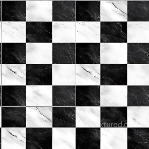 Marble Texture Featuring Black and White Checkered Polished Tiles seamless Marble PBR texture