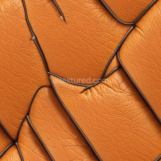 Seamless 3D PBR Texture of Tan Cracked Leather with Deep Creases
