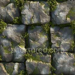 seamless Seamless 3D moss-covered stone cobblestone PBR texture with natural cracks texture 8k free download PBR