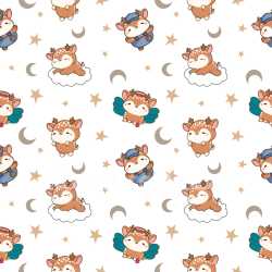 Pattern Bundle - Seamless 3D Pattern PBR Texture with Charming Cartoon Deer and Celestial Motifs texture preview