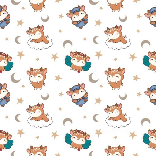 Pattern PBR Texture with Charming Cartoon Deer and Celestial Motifs seamless Pattern Bundle PBR texture