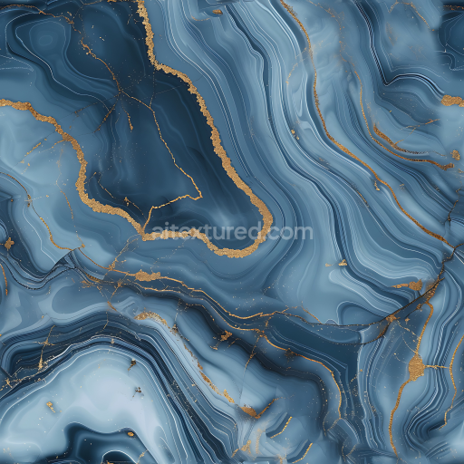 Seamless 3D PBR Blue Marble Texture with Glowing Gold Vein Accents