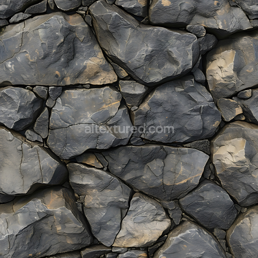 Seamless 3D Dark Rocky Ground PBR Texture with Weathered Stone Detail