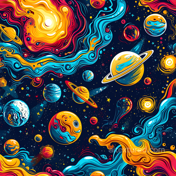 Space PBR Texture Featuring Psychedelic Planets and Cosmic Nebulae Star, space, planets texture preview