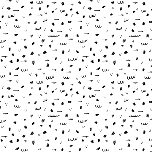with Black Hand-Drawn Ink Marks on White Background seamless White & Black PBR texture