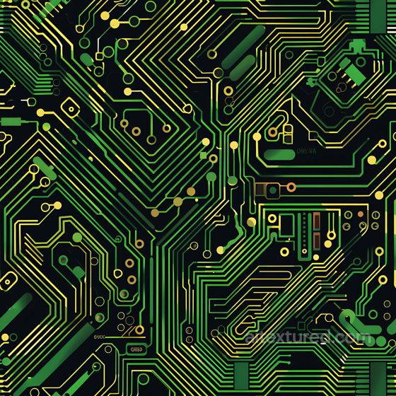 Neon Circuit Board Camouflage PBR Texture with Glowing Green and Yellow Pathways Color Camouflage texture preview