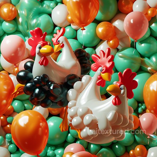 Inflated PBR Texture of Colorful Balloon Clusters seamless Inflated PBR texture