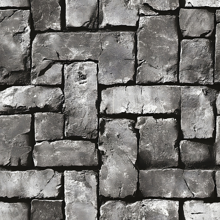Cracked Stone Wall with Jagged Holes and Dry Rough Surface Brick seamless PBR texture preview
