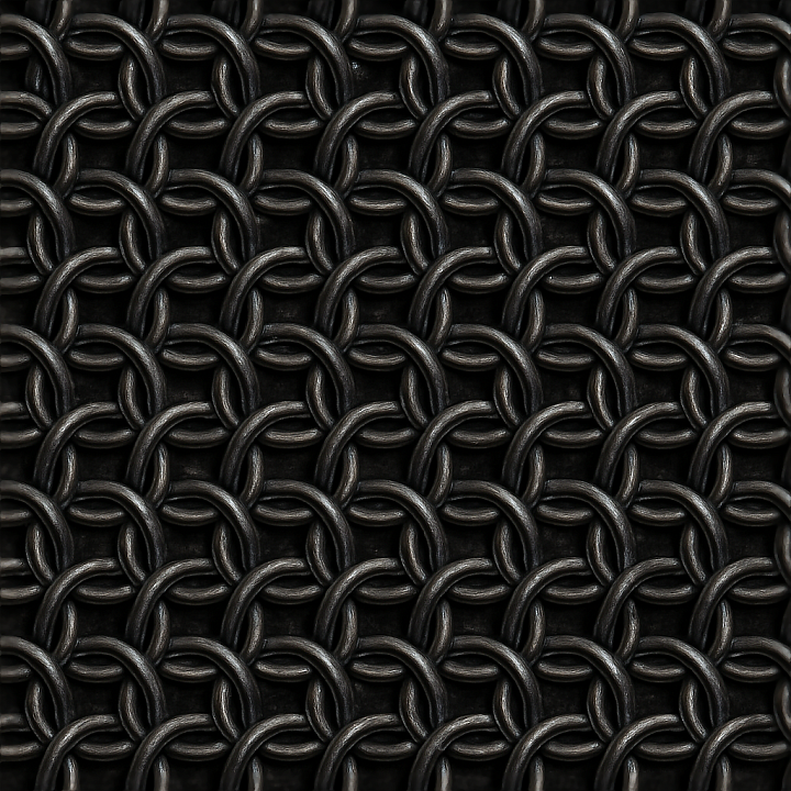 Chainmail With Blackened Steel And Interlinked Loops seamless PBR texture preview