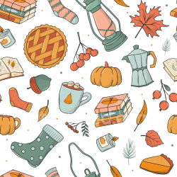 seamless Seamless 3D PBR Texture Featuring Thanksgiving Icons and Autumn Elements texture 8k free download PBR