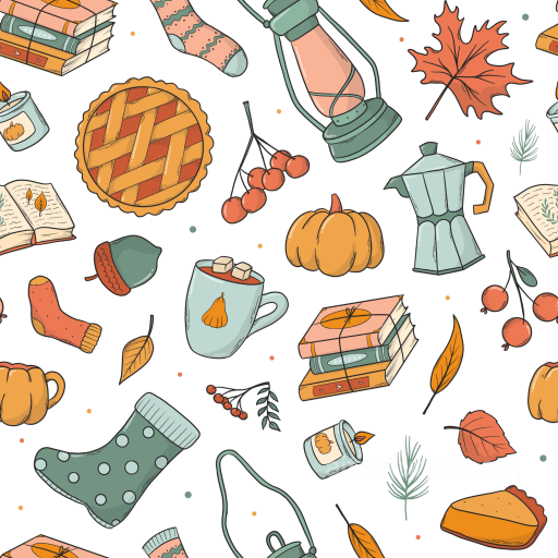 Featuring Thanksgiving Icons and Autumn Elements seamless Thanksgiving PBR texture