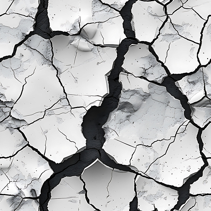 Cracked Plaster And Hole In White And Gray seamless PBR texture preview