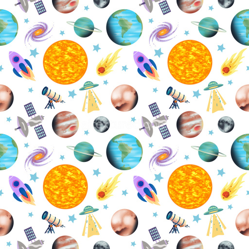 Pattern Bundle - Seamless 3D Pattern PBR Texture with Colorful Space Motifs and Playful Rhythm texture preview
