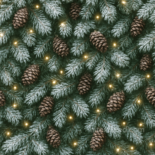 Green Pine Natural Holiday Foliage seamless Merry christmas PBR texture
