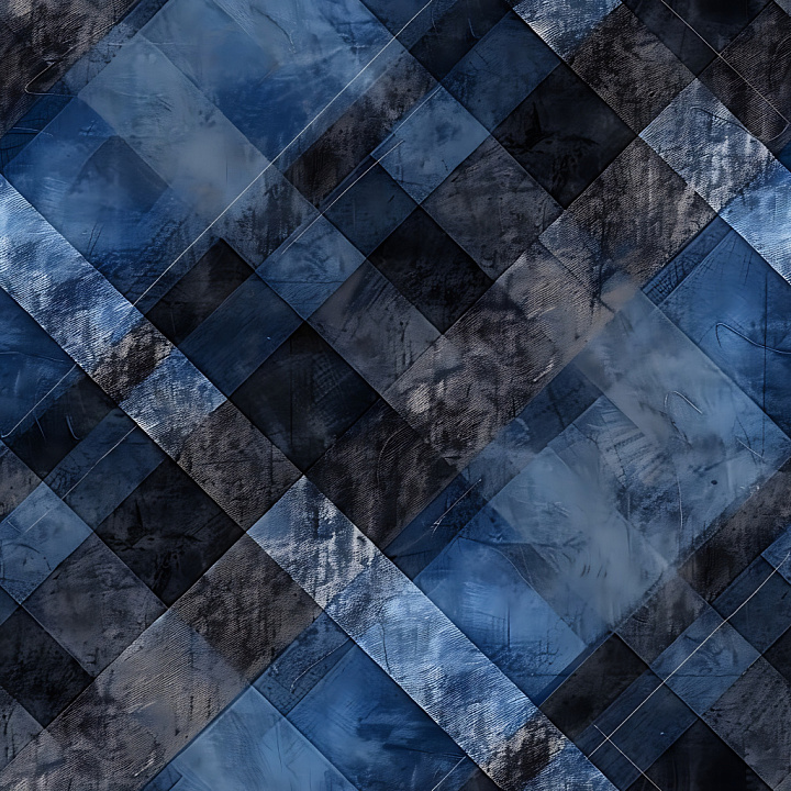 Plaid Featuring Blue and Black Woven Patchwork Pattern seamless PBR texture preview