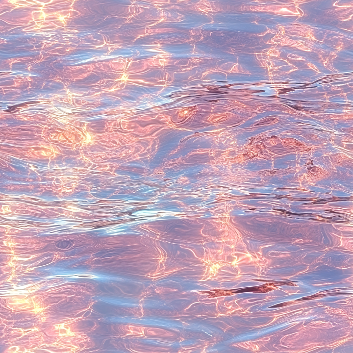 Stylized Water with Pink and Blue Reflective Waves seamless PBR texture preview