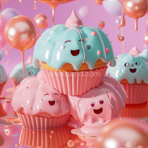 Seamless 3D Inflated Vinyl Texture with Puffy Bubbled Panels in Pastel Blue and Pink