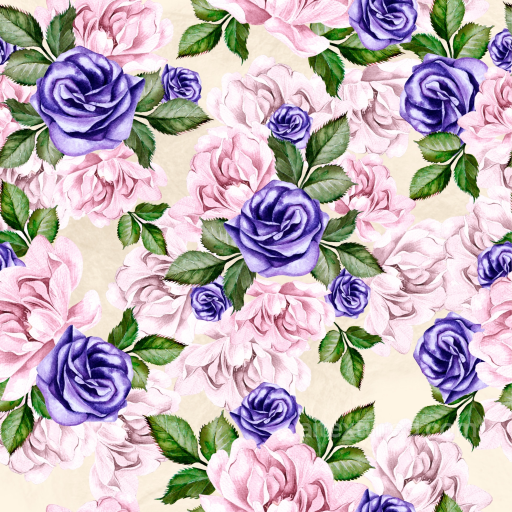 Featuring Purple and Pink Rose Watercolor Pattern seamless Flower PBR texture