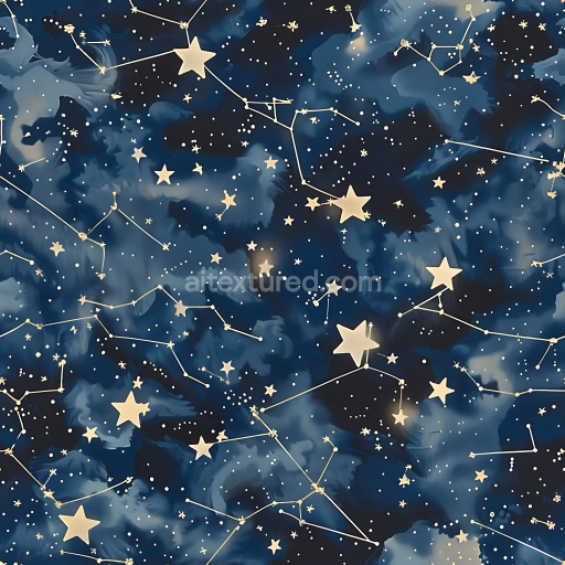 Seamless 3D Stylized Cosmic Camouflage PBR Texture with Constellation Motifs