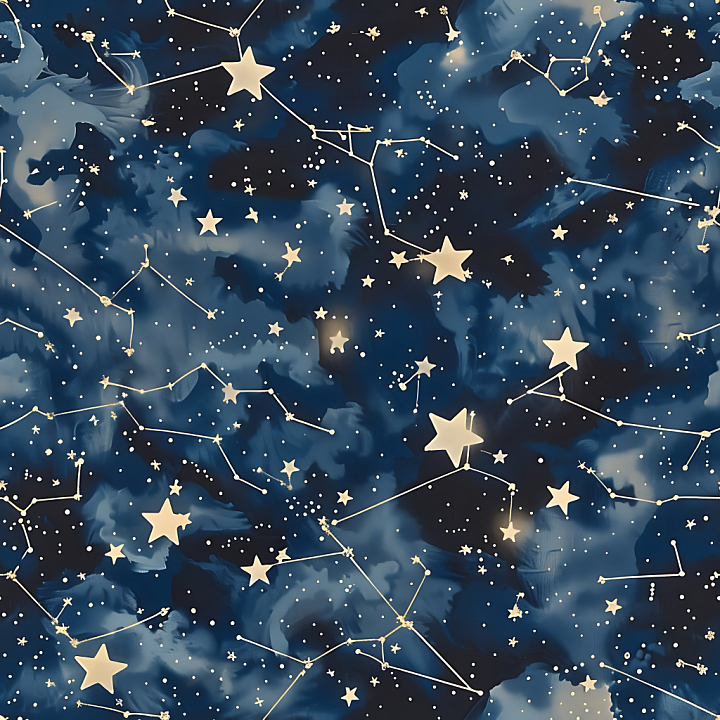 Stylized Cosmic Camouflage with Constellation Motifs seamless PBR texture preview