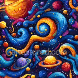 seamless Seamless 3D Space PBR Texture Featuring Vibrant Cosmic Galaxy and Planetary Orbits texture 8k free download PBR