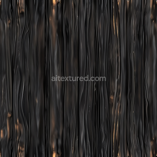 Preview — Seamless 3D Blackened Wood Planks PBR Texture with Burnt Grain Highlights