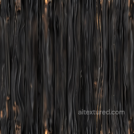 Blackened Wood Planks PBR Texture with Burnt Grain Highlights seamless Wood PBR texture