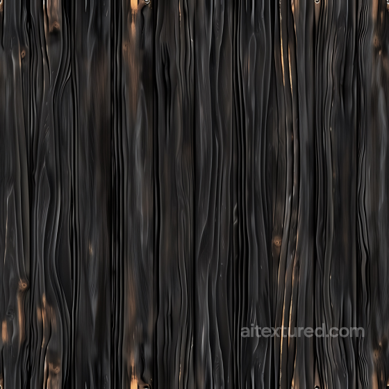 Blackened Wood Planks PBR Texture with Burnt Grain Highlights Wood texture preview