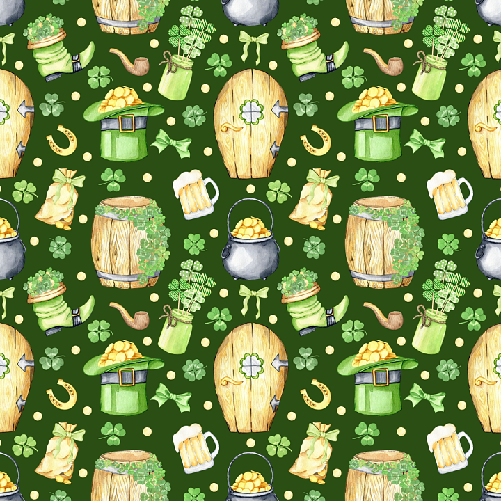 Featuring St Patrick's Day Watercolor Digital Paper Patterns seamless PBR texture preview
