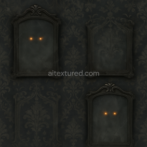 Seamless 3d texture PBR 8k haunted mirror surface with foggy glass and fog haze for Halloween