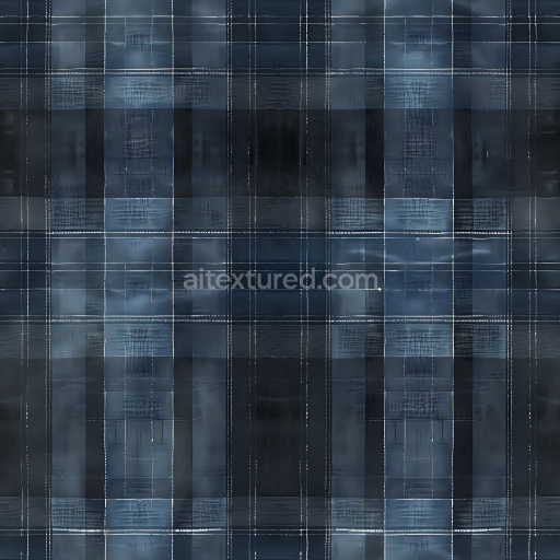 Seamless 3D PBR Texture of Blue Toned Plaid Fabric with Layered Weave Pattern