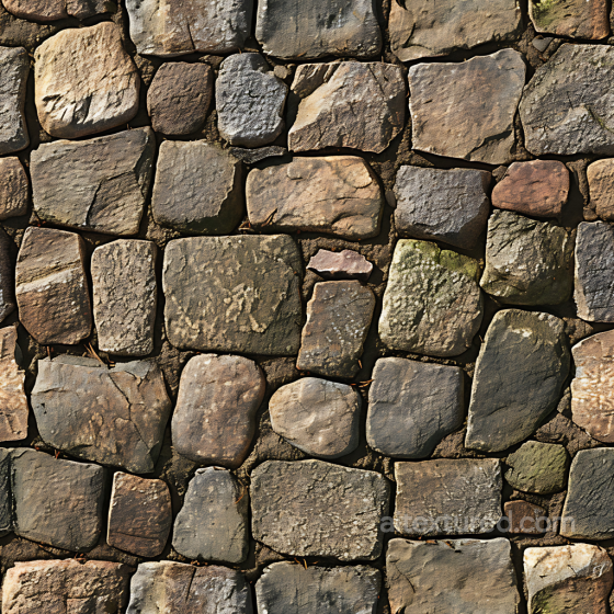 Weathered Stone Wall PBR Texture with Natural Moss and Dirt Stone texture preview